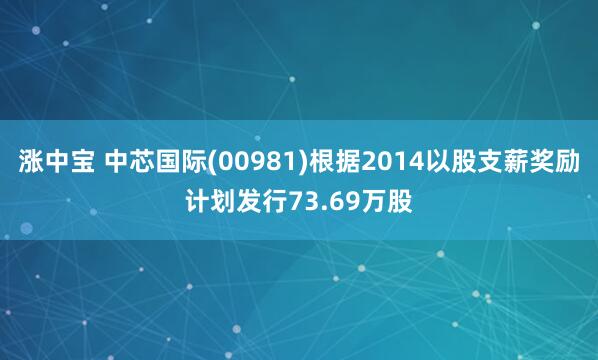涨中宝 中芯国际(00981)根据2014以股支薪奖励计划发行73.69万股