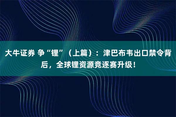 大牛证券 争“锂”（上篇）：津巴布韦出口禁令背后，全球锂资源竞逐赛升级！
